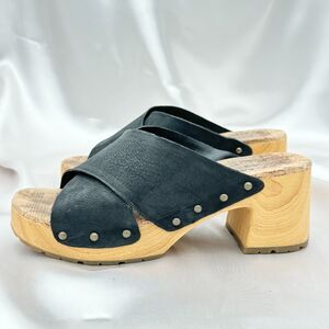 Kork-Ease Tatum Black Leather Strappy Platform Heels Sandals Size 8M